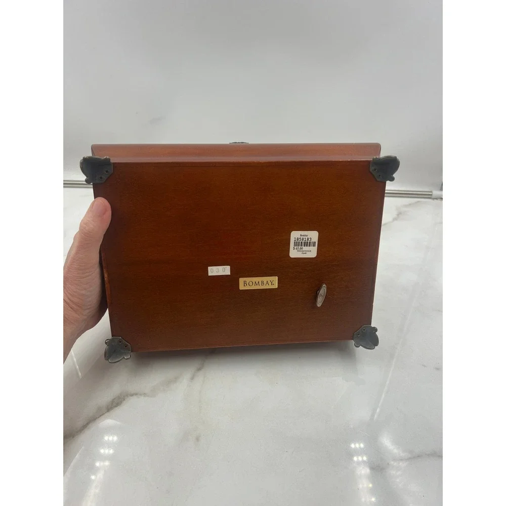 Bombay Company Wooden Musical Jewelry Box Cherry Finish Vintage Style 1858183